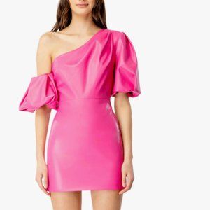 Bardot Mariella One-Shoulder Puff Sleeve Faux Leather Minidress